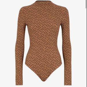 FENDI X SKIMS MOCK NECK LONG SLEEVE BODYSUIT SIZE SMALL NWT AND OG PACKA…